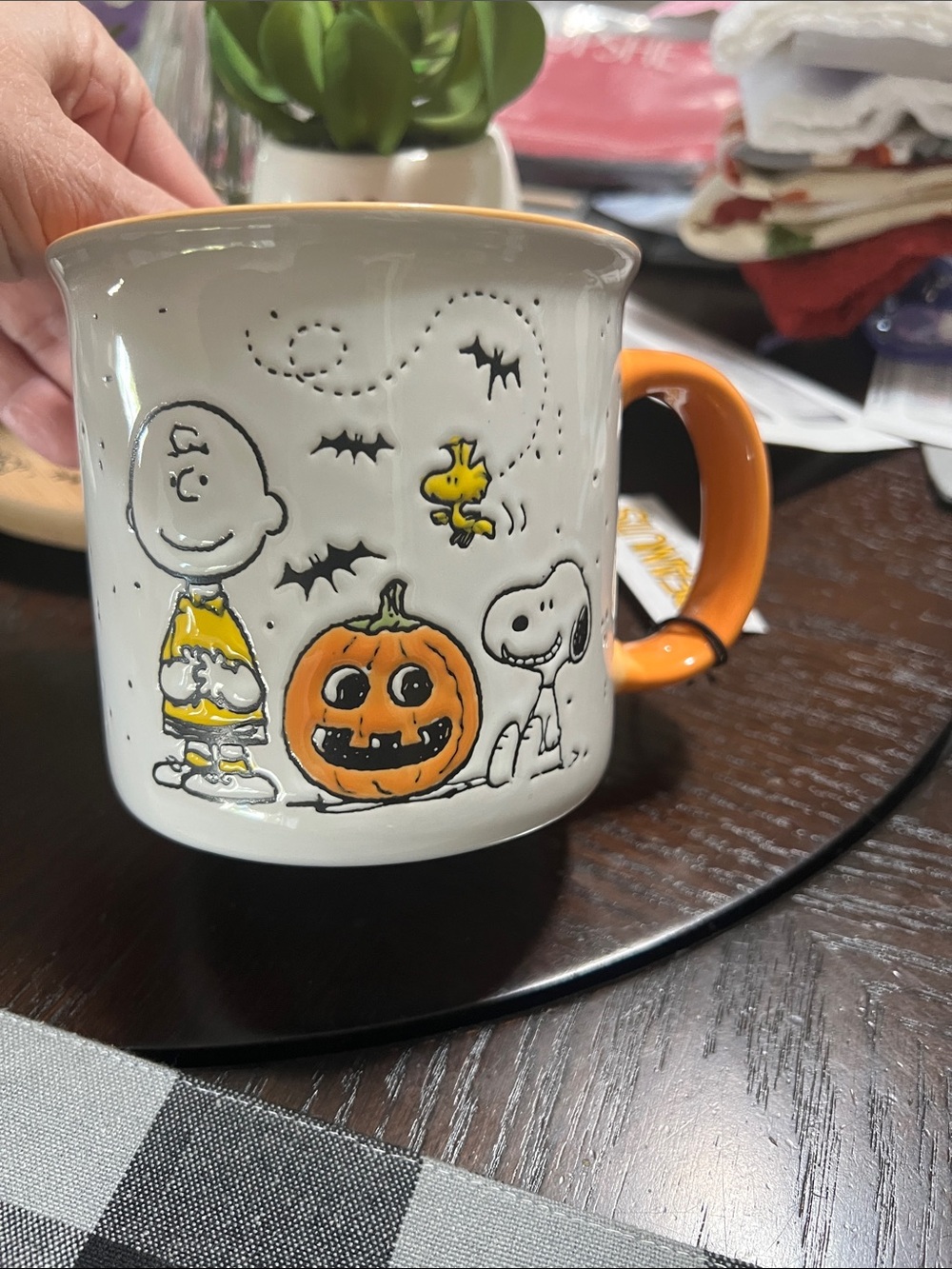 Halloween Peanuts Mug - White with Orange Accents